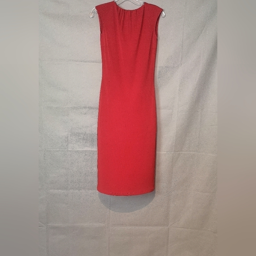 Red Vintage Knit Dress, Minimalist Jersey Day Dress w/Cap Sleeve